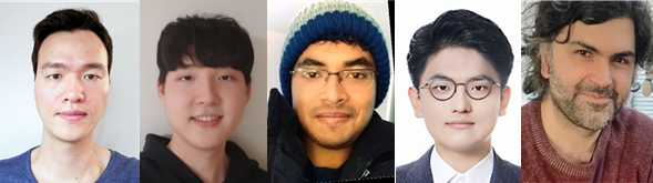 (왼쪽부터) 안성진 KAIST 전산학부 교수,  김영빈 KAIST 전산학부 석사과정,  가텀 싱 럿거스 대학교 박사과정, 박준영 KAIST 전산학부 석사과정, 찰라 걸셔 딥마인드 책임 연구원(현 EPFL 교수). /KAIST
