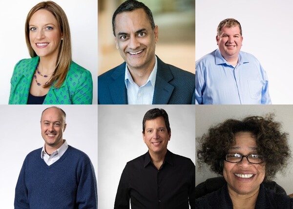 2024년 산업 전망에 참여한 엔비디아 전문가들. (왼쪽 위부터 시계방향으로) 카리 브리스키 AI 소프트웨어 부문장, 마누비르 다스 엔터프라이즈 컴퓨팅 부문 부사장, 찰리 보일 DGX 플랫폼 부문 부사장, 이안 벅 하이퍼스케일 HPC 부문 부사장, 리차드 캐리스 개발자 릴레이션 부문 부사장, 니키 포프 AI·법률 윤리 부문 책임. /엔비디아