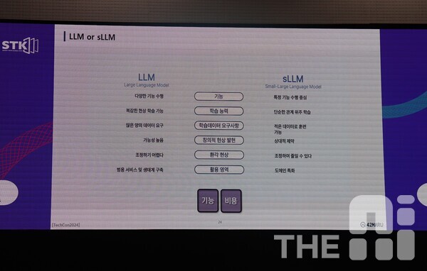 김동환 포티투마루 대표는 LLM과 sLLM은 서로 장단점이 있어 최근엔 두 모델을 함께 활용하는 하이브리드 시스템도 등장했다고 밝혔다. /김동원 기자