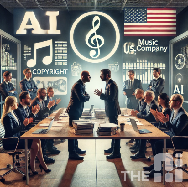 블룸버그 통신이 24일(현지시각) 미국 대형 음반업체들이 AI 스타트업을 상대로 음원 저작권 침해 소송을 제기했다. /챗GPT로 그린 이미지.
