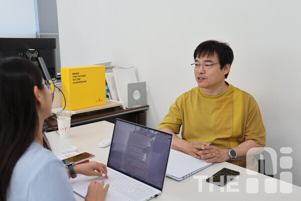 현준우 아이스크림미디어 부사장 아이스크림미디어 상장 이후 방향성에 대해 설명하고 있다. /구아현 기자