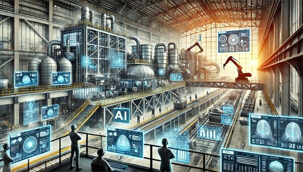 포스코DX와 현대제철이 24일 고양 킨텍스 제2전시장 303-304호에서 열리는  ‘AIM with POSTECH 2024’에 참가해 제조 AI 기술 현황과 활용 사례 등을 공개한다. /일러스트=챗GPT 달리.