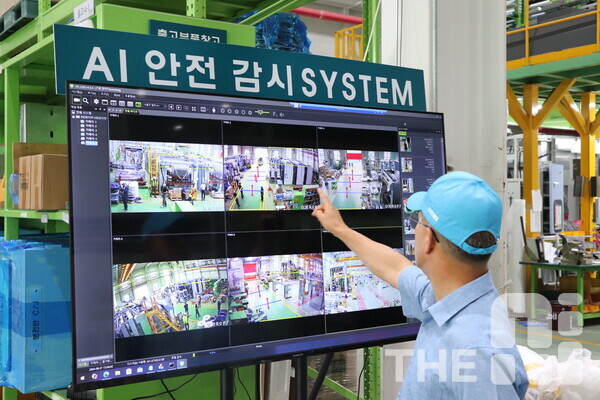 한림기계에 운영 중인 AI 안전 감시 시스템. 실제 직원들은 인권 침해 우려보다 안전에 만족도를 느끼며 AI CCTV 추가 설치를 건의하고 있다고 한다. /김동원 기자