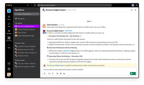 세일즈포스는 에이전트포스 2.0을 발표하며 슬랙과 통합을 강화했다고 밝혔다. /세일즈포스