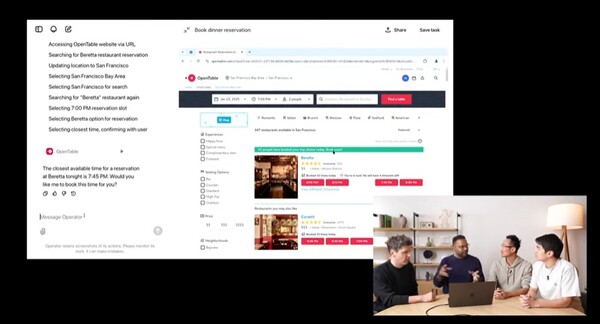 오퍼레이터로 숙소 예약을 자동화하는 모습. /오픈AI 유튜브 캡처
