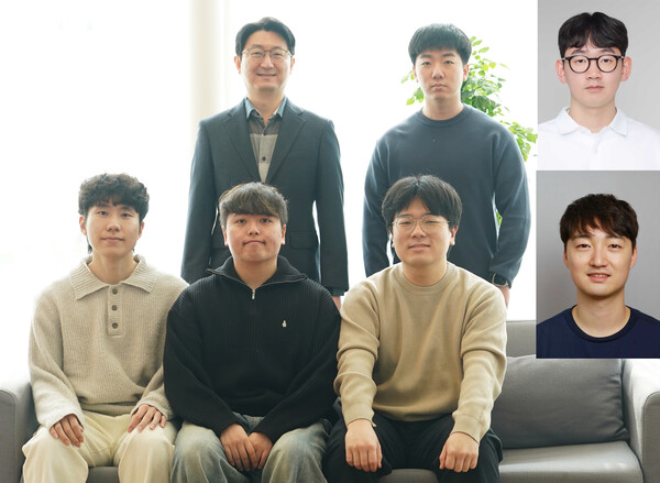 (뒷줄 왼쪽부터 시계방향으로) 이규빈 GIST AI융합학과 교수, 맹제모 GIST AI융합학과 박사과정생, 신성호 현대자동차 로보틱스랩 책임연구원, 백승혁 한국기계연구원 선임연구원, 이주순·이상범 석박사통합과정(박사과정생), 김강민 박사과정생. /GIST