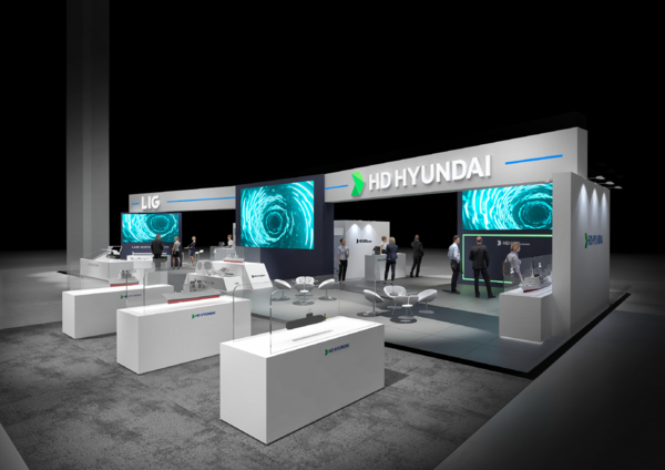 현지시간 24일부터 나흘간 페루 리마에서 개최된 중남미 최대규모 방산전시회 SITDEF 2025에 참가해 꾸린 전시관의 조감도 /HD현대