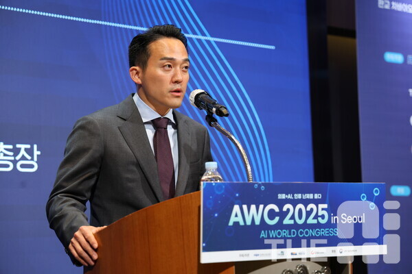 차원태 차의과학대학교 총장이 AWC 2025 in Seoul에서 환영사를 하고 있다. /유덕규 기자
