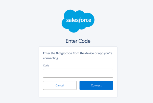 세일즈포스 앱을 가장한 악성 공격이 발생하고 있다. 피해자는 위협 행위자가 제어하는 Data Loader를 연결하기 위해 코드를 입력해야 한다. /구글 클라우드