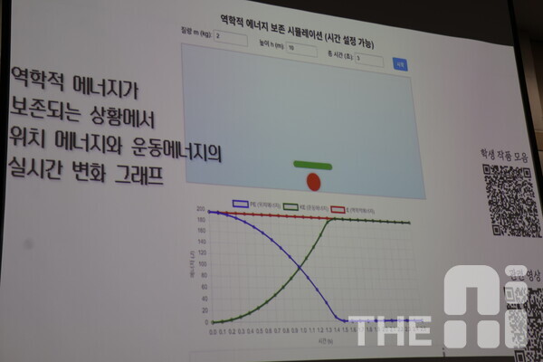 이상욱 김해분성여자고 교사가 수업에서 활용한 AI 기반 시뮬레이션 구동 화면. /구아현 기자