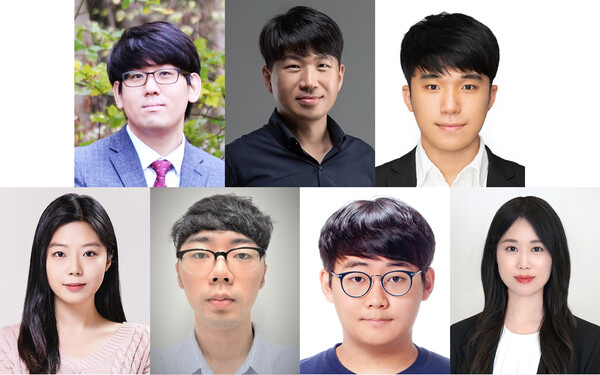 (좌측 상단부터 시계 방향으로) 정현호 GIST 전기전자컴퓨터공학과 교수, 송영민 KAIST 전기 및 전자공학부 교수, GIST 전기전자컴퓨터공학과 김규린 연구원, 허세연 박사, 김주환 연구원, 이주형 연구원, 김도은 박사. /GIST