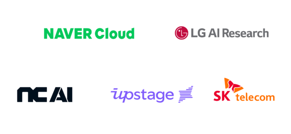 정부가 주도하는 ‘독자 파운데이션 모델(소버린 AI)’ 구축 사업에 △네이버클라우드 △업스테이지 △SK텔레콤 △엔씨에이아이 △LG AI연구원 컨소시엄이 선정됐다. /로고 편집
