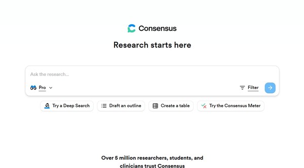 컨센서스 AI 검색창 화면. /홈페이지 캡처
