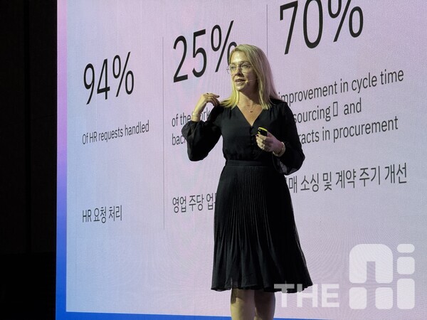 제니퍼 캐디(Jennifer Kady) IBM WW데이터 세일즈 제너럴 매니저는 AI 어시스턴트에서 AI 에이전트 시대에 들어섰다고 강조했다. /유덕규 기자
