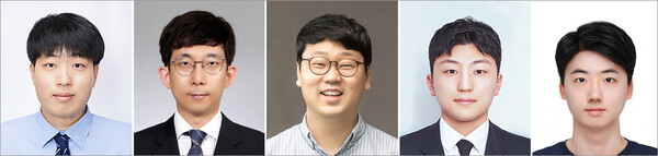 (왼쪽부터) 부사대 김채빈 교수, 이재근 교수, 안효성 교수, 나채성 학생, 신상수 학생. / 부산대