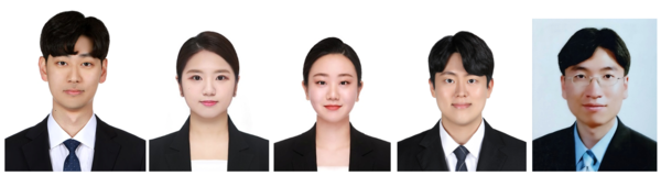 (왼쪽부터) 유승훈 고려대 석박통합과정, 김소현 고려대 석박통합과정, 강주현 고려대 석사과정, 박현준 고려대 석사과정, 차영수 고려대 전기전자공학부  교수. /고려대 