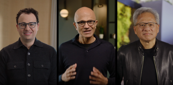 앤트로픽이 마이크로소프트, 엔비디아와 전략적 파트너십을 체결했다. (왼쪽부터) 다리오 아모데이 앤트로픽 CEO, 사티아 나델라 마이크로소프트 CEO, 젠슨 황 엔비디아 CEO. /앤트로픽 블로그