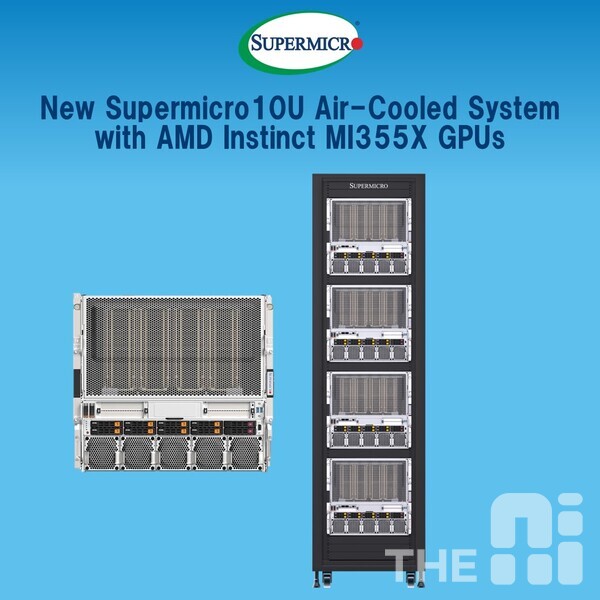 슈퍼마이크로 AMD 인스팅트 MI355X GPU 기반 10U 공냉식 솔루션. /슈퍼마이크로